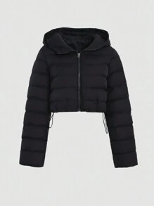 DAZY Chaqueta acolchada con capucha de unicolor casual para mujer en invierno