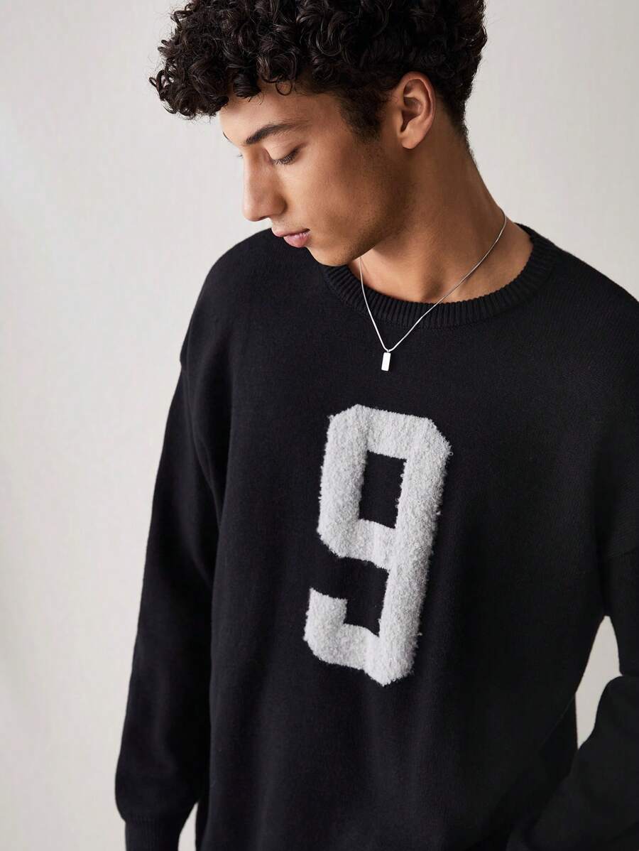 Manfinity VCAY Men's Casual Loose Knit Long Sleeve Sweater, For Fall Winter