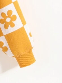 Tween Girl Pullover Knitted Sweater, Perfect For Music Festivals, Street Style, Casual & Comfortable Wear, Ideal For Parties, Travel, Picnic, Shopping And School, Cropped - Yellow - View 3