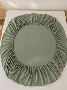 1pc 100% Cotton Fitted Sheet, Woven Washed Cotton, Linen Texture, Fits 35cm Thick Mattress, Unisex Dorm Bedding, School Dormitory Decor, Minimalist Bedroom Decor