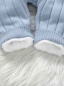 SHEIN Vintaside Kids 1pc Infant Boy Fashion Single-Breasted Long Sleeve Knitted Romper With Adorable Hat - Baby Blue - View 5