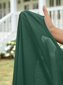 EMERY ROSE Women's Solid Minimalist Casual Lightweight Cardigan In Fall/Winter - Army Green - View 6