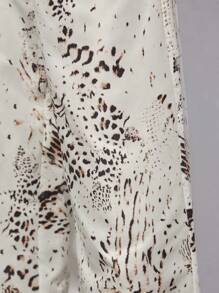 SHEIN EZwear Spring & Summer Fashion Leopard Print Loose Straight Leg Casual Pants - Apricot - View 6