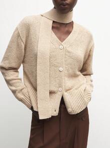 BizChic Khaki Flared Collar Loose Cardigan dla kobiet