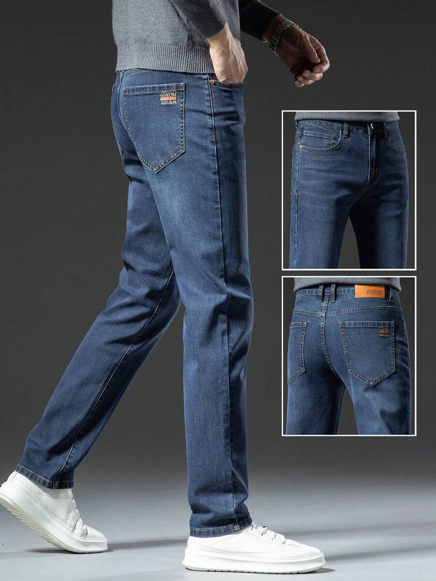 Quần Jeans Ống côn Rửa Sạch Thường Ngày Cho Nam - Màu xanh lam - Xem 1