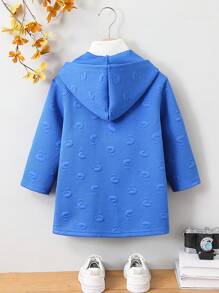 Young Boys Casual Simple Street Punk Dinosaur Print Solid Color Thickened Hooded Mid-Length Sweatshirt Jacket For Autumn/Winter Seasons