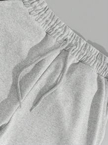 RueChic Cotton Men Striped Ribs Regular Sweatpants - Grey - View 4