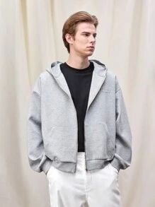 Manfinity VCAY Herren-Sweatshirt mit lockerer Passform und lässiger Kapuze, geeignet für Herbst und Winter - Hellgrau - Übersicht 3