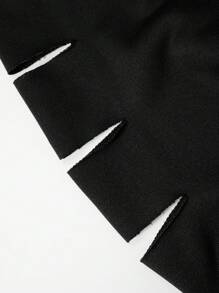 Sparklyn Áo nỉ dài tay dáng rộng, màu trơn, khoét lỗ, có mũ, thích hợp cho bé gái tuổi teen mùa thu đông. Áo nỉ đen mùa thu. - màu đen - Xem 4