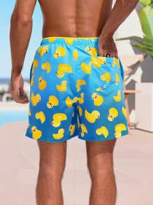 Manfinity Swimmode Costume da bagno semplice da uomo con stampa a papero per uso quotidiano - Multicolore - Visualizzare 2