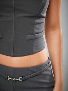 Hauture 带扣细节吊带背心 - 深灰色 - 查看 3