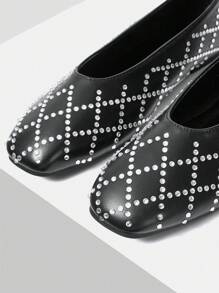 MOTF PREMIUM RHINESTONE SQUARE-TOE WOMEN FLAT CASUAL SHOES, HALLOWEEN SORCERESS - Black - View 6