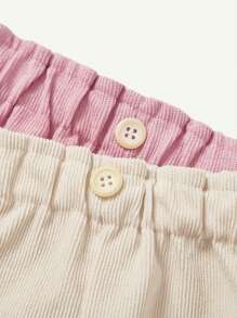 Cozy Pixies Baby Girl 2pcs Solid Button Front Pants - Pink - View 3