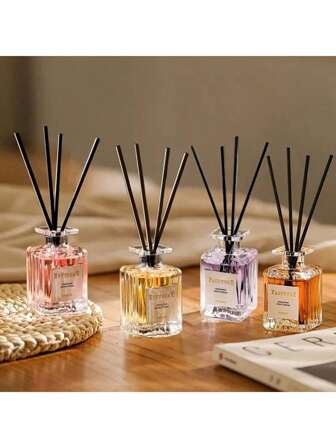 1 件浪漫芳香疗法，1.69 盎司藤条精油，随机数量芳香疗法棒，薰衣草香水桃乌木沉香香味，家庭卧室香水空气清新剂，芦苇扩散器，办公室家居，除臭香味饰品，送给女朋友的芳香疗法礼物