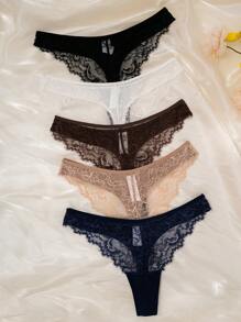 SHEIN 5 件套蕾丝拼布罗纹布丁字裤