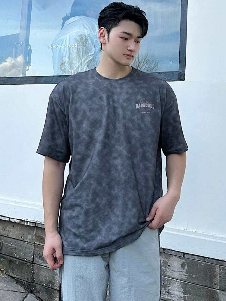 Men Summer Letter Print Casual Daily Wear Short-Sleeved T-Shirt