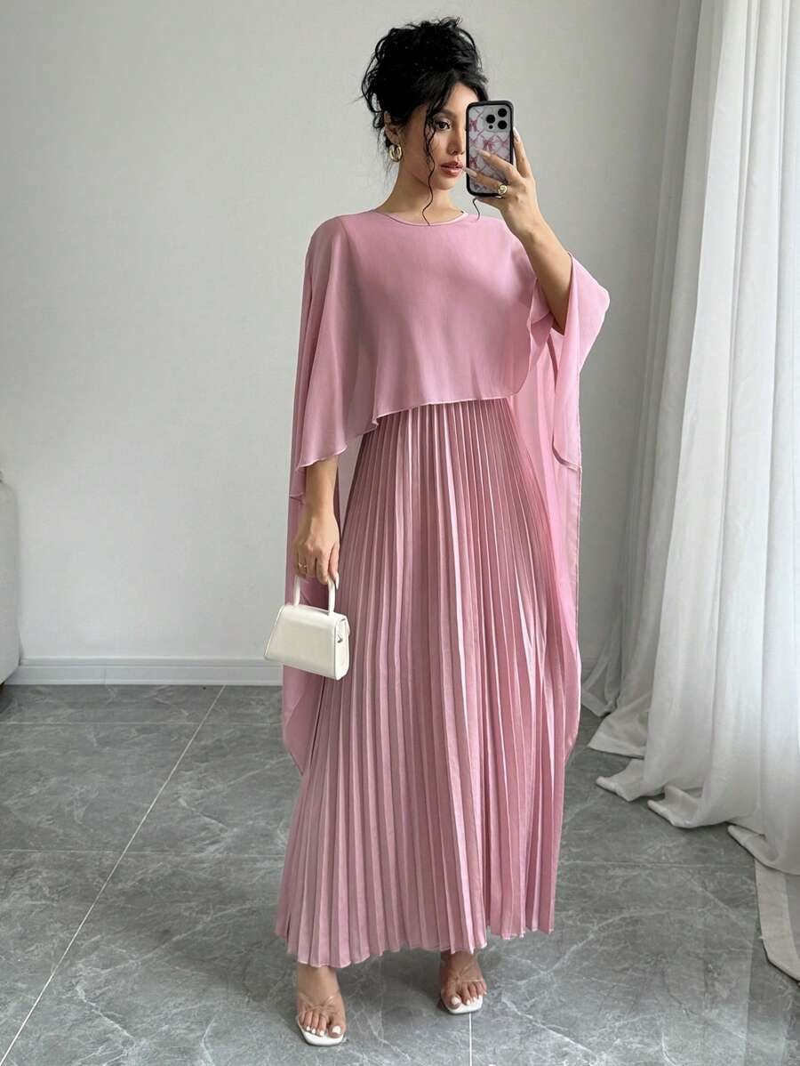 Rafferiza Vestido maxi elegante y encantador con fruncido para mujer - Rosa - Ver 1