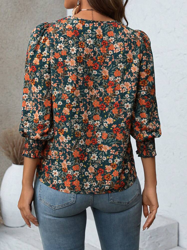 Women's Casual Ditsy Floral Long Sleeve Shirt Fall Women Shirts Teacher Clothes Date Night Dress
