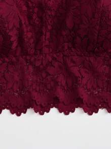 ROMWE Romantic Wireless Lace Trim Removable Padded Lingerie