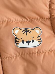 Cozy Pixies 3pcs Baby Boy Set: Letter Print Knit Soft Crew Neck Sweater, Pants And Hooded Vest - Apricot - View 10