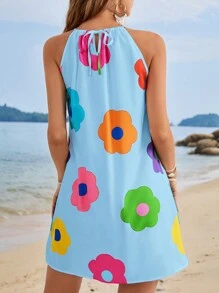 SHEIN VCAY Bãi biển, Lãng mạn, Xuân/Hè, Đầm mùa hè, Đầm trễ vai in họa tiết lạnh đầy màu sắc dành cho nữ 25 kiểu dáng ngày lễ - Nhiều màu - Xem 2