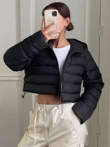 DAZY Chaqueta acolchada con capucha de unicolor casual para mujer en invierno