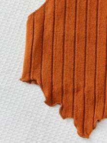 SHEIN Leap Crew Bộ đồ liền thân xẻ tà và quần ống loe cho bé gái Bộ đồ liền thân hai mảnh cho bé gái - Màu Cam cháy - Xem 4