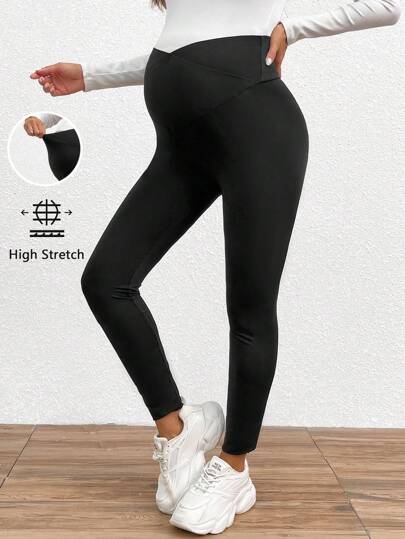SHEIN Legginsy ciążowe z solidną, szeroką talią