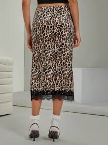 VARSITIE Spódnice damskie w stylu retro golfowe z niskim stanem i koronkowym brzegiem w panterkę