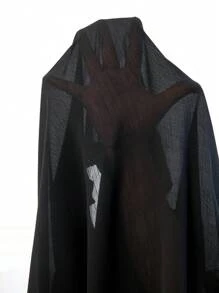 SHEIN Clasi Plus Size Cold Shoulder Long Sleeve Fitted Elegant Black Blouse - Black - View 8