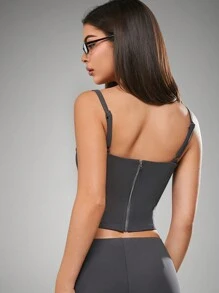 Hauture 带扣细节吊带背心 - 深灰色 - 查看 4