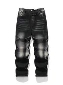 Quần jeans đen bạc màu rách rưới kiểu Y2K dành cho bé trai tuổi teen, phong cách đường phố. - màu đen - Xem 1
