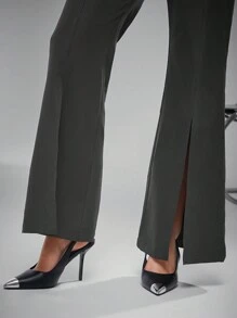 Hauture 翻领抹胸翻盖口袋开衩连体裤