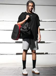 Gym Rark Camiseta deportiva básica con gráfico de eslogan para hombre, parte superior transpirable para entrenamiento - Negro - View 6