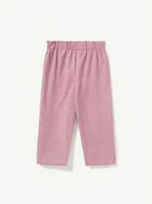 Cozy Pixies Baby Girl 2pcs Solid Button Front Pants - Pink - View 2