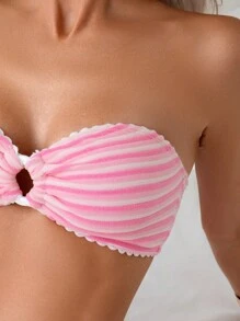 Swim Mod Women's Summer Striped Bikini Set - Pink - View 6