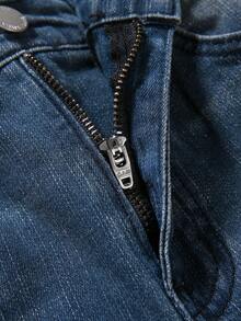 SHEIN Tween Boys' Distressed Street Wear Cool Ripped Frayed Jeans,For Back To School - Dark Grey - View 6