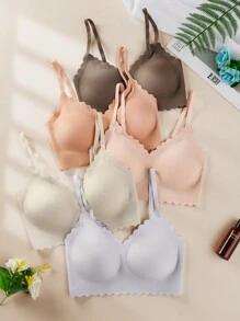 Women Seamless Underwear Set Wireless, Push-Up Bra, Casual And Simple 5 Pieces Set - Multicolor - View 1