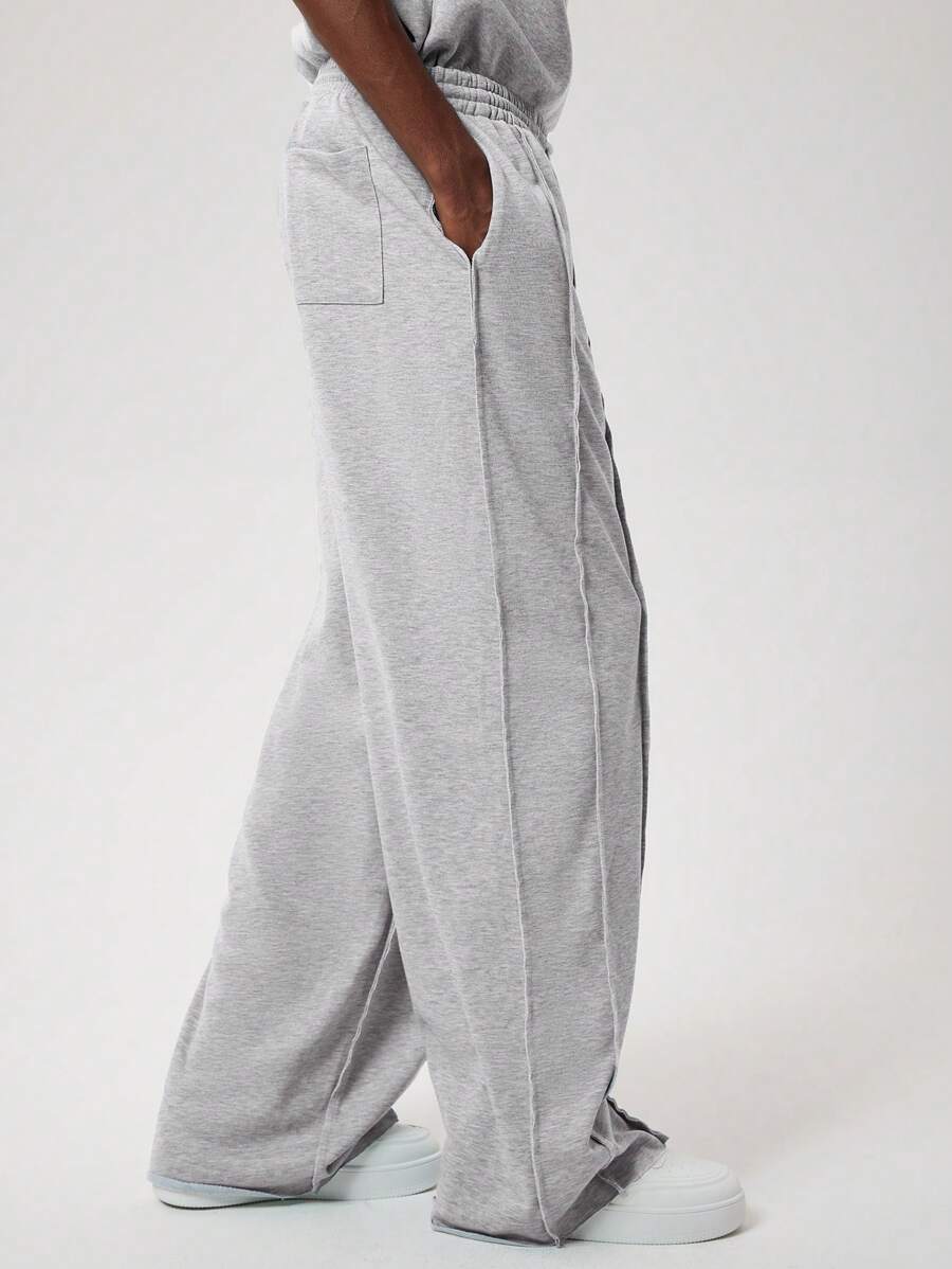 Forever 21 男士阔腿运动裤，带毛边下摆，灰色/秋/冬 - 灰色 - 查看 1