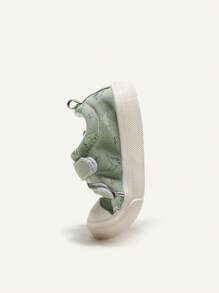 Cozy Pixies Boys' Green Cartoon Dinosaur Design Canvas Low-Cut Fashionable Sneakers(Random Pattern)