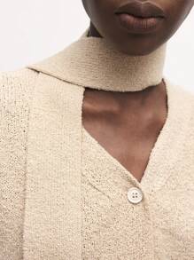 BizChic Khaki Flared Collar Loose Cardigan dla kobiet