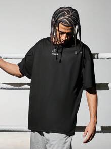 Gym Rark Camiseta deportiva básica con gráfico de eslogan para hombre, parte superior transpirable para entrenamiento - Negro - View 5