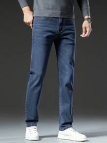 Quần Jeans Ống côn Rửa Sạch Thường Ngày Cho Nam - Màu xanh lam - Xem 3