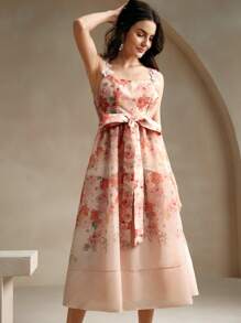 Anewsta 欧根纱碎花细肩带海滩度假连衣裙 - 彩色 - 查看 4