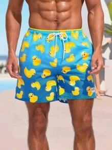 Manfinity Swimmode Costume da bagno semplice da uomo con stampa a papero per uso quotidiano - Multicolore - Visualizzare 5