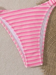 Swim Mod Women's Summer Striped Bikini Set - Pink - View 7