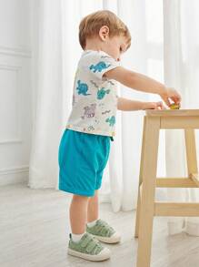 Cozy Pixies Boys' Green Cartoon Dinosaur Design Canvas Low-Cut Fashionable Sneakers(Random Pattern)