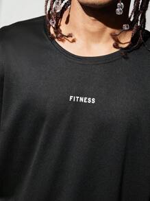 Gym Rark Camiseta deportiva básica con gráfico de eslogan para hombre, parte superior transpirable para entrenamiento - Negro - View 3