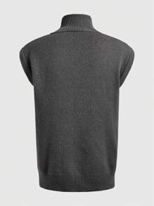 ROMWE MEN Street Life Áo len chui đầu cổ lọ không tay họa tiết trái tim bộ xương dành cho nam, Halloween - Màu xanh lam - Xem 2