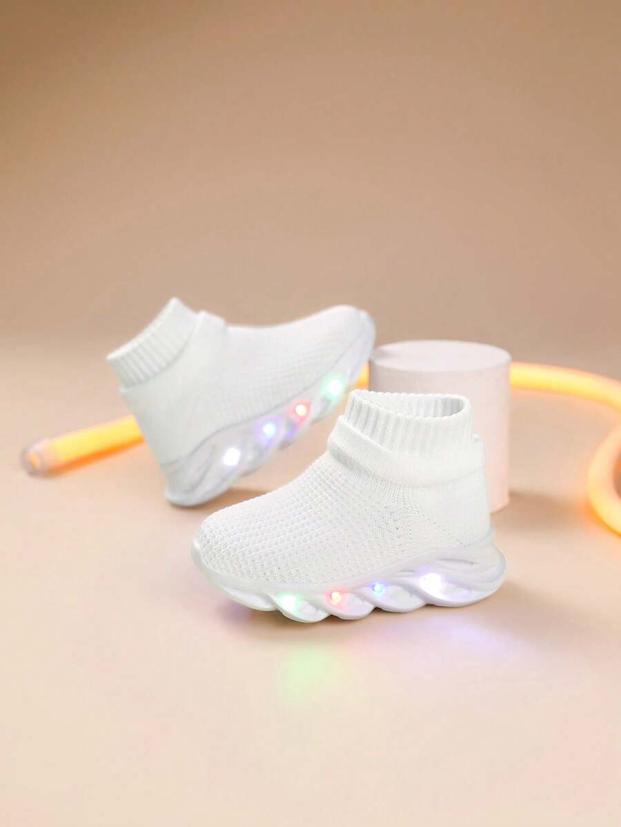 Tenis con luz LED y malla transpirable para niños - Blanco - Ver 1